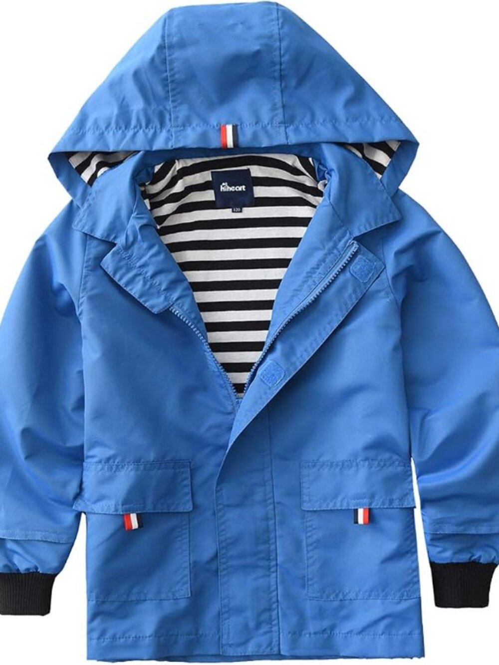 Blue 'HiHeart' Raincoat with Stripe Jersey Lining - Age 9-10